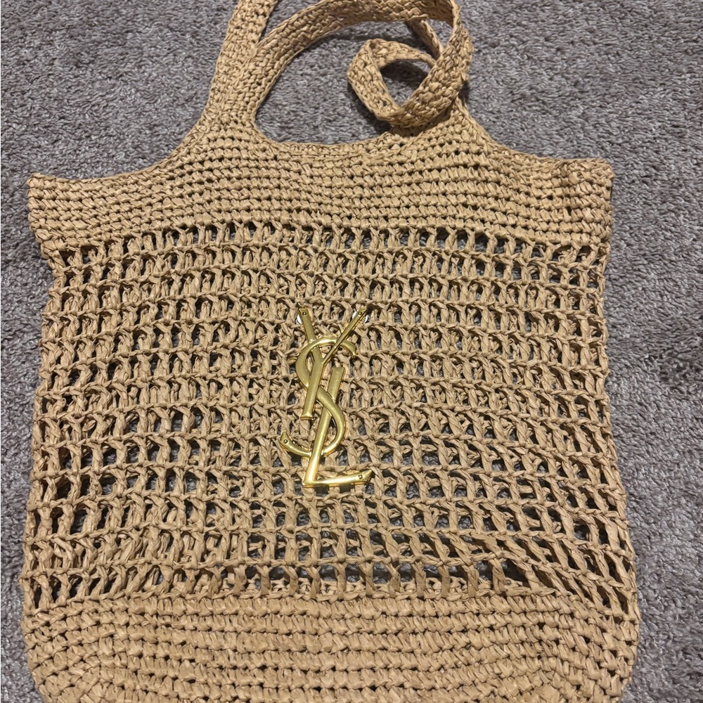 Yves Saint Laurent Tan Tote Bag with Bohemian Charm